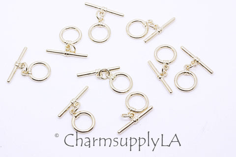 Set of 5 Gold Or Silver Plain Toggle Clasps, 10mm, OT Clasp, 5 sets, 10 sets or 50 sets, WHOLESALE, CLG043,CLS043