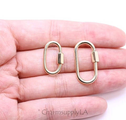 Gold, Silver, Gunmetal Small, 18x12mm,U Shaped Carabiner Lock, Carabiner Clasp,Screw in Clasp,1pc,or 10 pc,WHOLESALE,CLG116-CLS116-CLB116