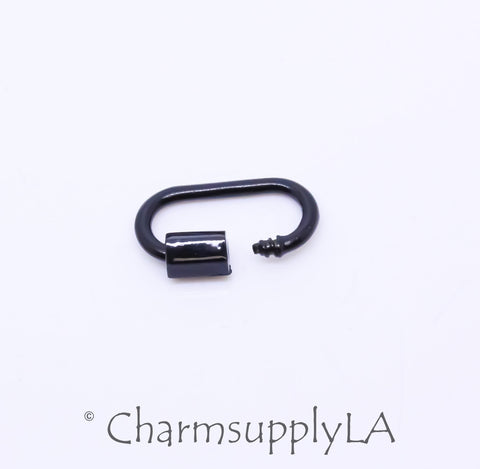 Black Small U Shape Screw Clasp, Painted Carabiner Clasp, Painted Lacquer Clasp, 20x9mm, Oval Screw Clasp, Strong, 1 pc or 10 pcs, WHOLESALE