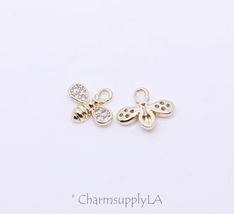 Gold Tiny Mini Golden bee Charm, Perfect little charm for earrings, 9x8mm, Little Dangle Charm for Layering,1 pc or 10 pcs,WHOLESALE,CPG695