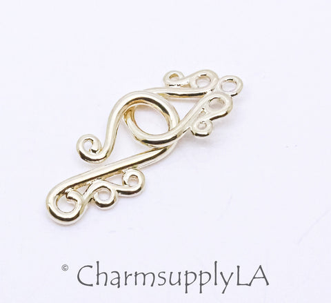 Gold or Silver Fancy Filigree Style Hook Clasp, 21x9.5mm and 15.5x9.5mm, 1 set or 10sets, WHOLESALE,CLG139-CLS139