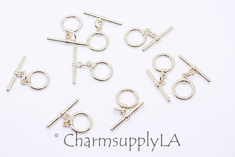 Set of 5 Gold Or Silver Plain Toggle Clasps, 10mm, OT Clasp, 5 sets, 10 sets or 50 sets, WHOLESALE, CLG043,CLS043