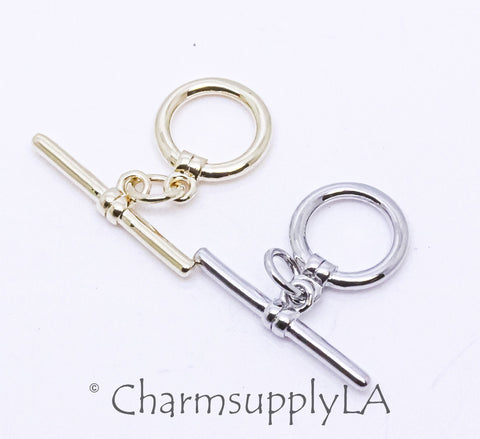 Set of 5 Gold Or Silver Plain Toggle Clasps, 10mm, OT Clasp, 5 sets, 10 sets or 50 sets, WHOLESALE, CLG043,CLS043