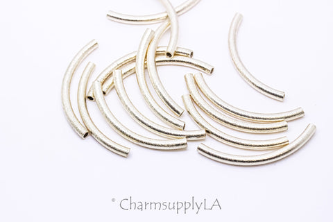 -4 pcs of Skinny Hand Brushed Gold tubes, Gold Skinny Tubes, 40x3mm, 4 pcs, WHOLESALE HBB-1003