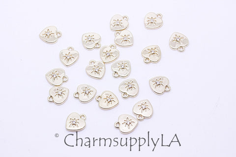 Gold or Silver Little Heart Token cz Charm, Heart Tiny Charm, Heart Tag, Token of Love Charm, 1 pc or 10 pcs, WHOLESALE,CPG222,CPS222