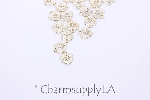 Gold or Silver Little Heart Token cz Charm, Heart Tiny Charm, Heart Tag, Token of Love Charm, 1 pc or 10 pcs, WHOLESALE,CPG222,CPS222