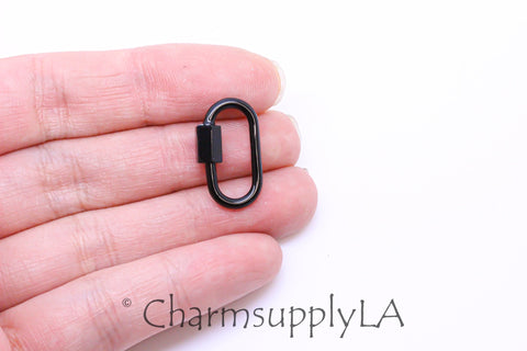 Black Small U Shape Screw Clasp, Painted Carabiner Clasp, Painted Lacquer Clasp, 20x9mm, Oval Screw Clasp, Strong, 1 pc or 10 pcs, WHOLESALE