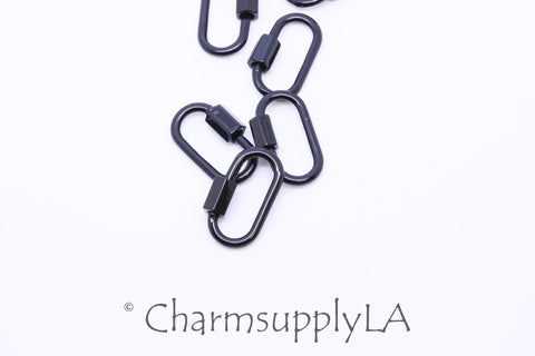 Black Small U Shape Screw Clasp, Painted Carabiner Clasp, Painted Lacquer Clasp, 20x9mm, Oval Screw Clasp, Strong, 1 pc or 10 pcs, WHOLESALE