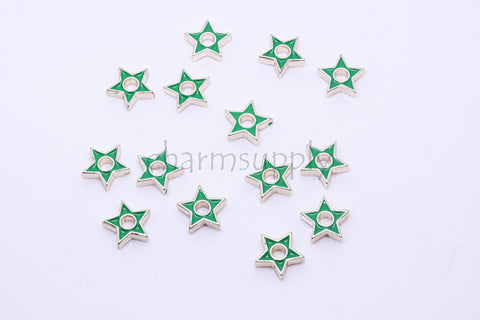Gold Enamel Double Sided Star bead, 9 colors, Rainbow Color Beads, 10mm, Large Hole Star Bead, 1 pc or 10 pcs, WHOLESALE,CPG257