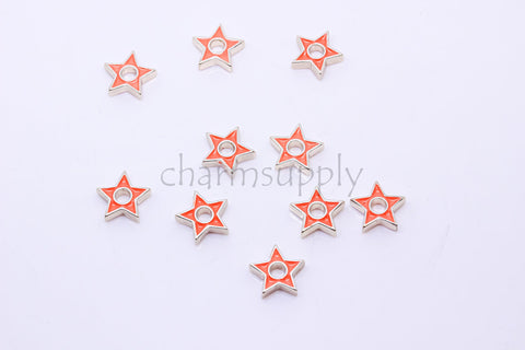 Gold Enamel Double Sided Star bead, 9 colors, Rainbow Color Beads, 10mm, Large Hole Star Bead, 1 pc or 10 pcs, WHOLESALE,CPG257