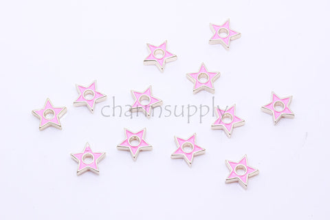Gold Enamel Double Sided Star bead, 9 colors, Rainbow Color Beads, 10mm, Large Hole Star Bead, 1 pc or 10 pcs, WHOLESALE,CPG257