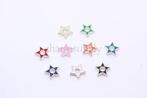 Gold Enamel Double Sided Star bead, 9 colors, Rainbow Color Beads, 10mm, Large Hole Star Bead, 1 pc or 10 pcs, WHOLESALE,CPG257
