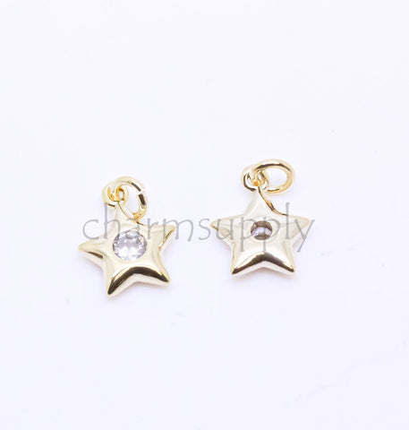 Superb Quality Gold or SIlver Tiny Star Charm,8-9mm,Little Dangling Cute Charm,Star and Moon Jewelry, 1 pc or 10 pcs,WHOLESALE,CPG283-CPS283