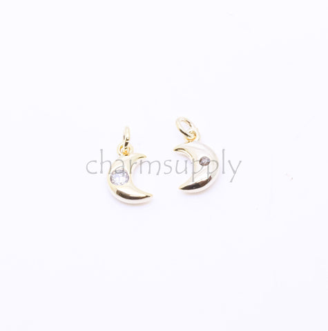 Superb Quality Gold or SIlver Tiny Moon Crescent Charm, 8-9mm,Little Dangling Cute Charm,Star and Moon Jewelry,1 pc or 10 pcs,CPG272-CPS272