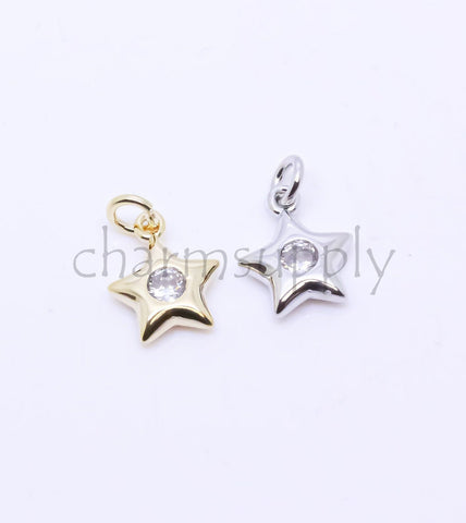 Superb Quality Gold or SIlver Tiny Star Charm,8-9mm,Little Dangling Cute Charm,Star and Moon Jewelry, 1 pc or 10 pcs,WHOLESALE,CPG283-CPS283