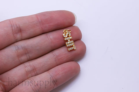 Gold or Silver Monogram Shit cz Charm, Shit Charm Monogram,15x5.5mm, good Shit, Oh shit, get shit done, 1 pc or 10 pcs, WHOLESALE, CP156