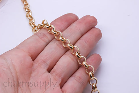 Gold Large Rolo Chain, 7.0 Rolo, Thick Rolo Chain, Gold Chain Jewelry, 1 ft, 10 ft, or 30 ft, WHOESALE, CHG042