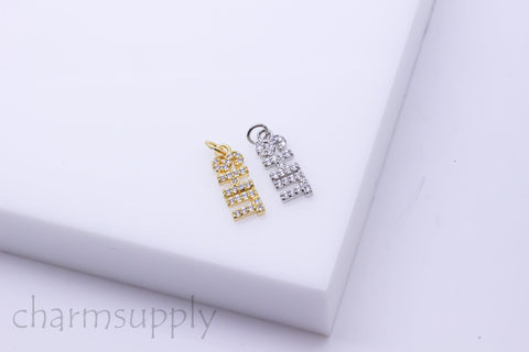 Gold or Silver Monogram Shit cz Charm, Shit Charm Monogram,15x5.5mm, good Shit, Oh shit, get shit done, 1 pc or 10 pcs, WHOLESALE, CP156