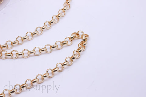 Gold Large Rolo Chain, 7.0 Rolo, Thick Rolo Chain, Gold Chain Jewelry, 1 ft, 10 ft, or 30 ft, WHOESALE, CHG042