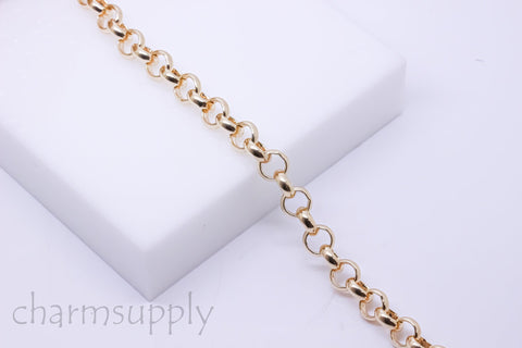 Gold Large Rolo Chain, 7.0 Rolo, Thick Rolo Chain, Gold Chain Jewelry, 1 ft, 10 ft, or 30 ft, WHOESALE, CHG042