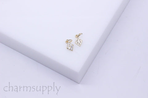 Gold or Silver Tiny Delicate Diamond Shape Cz Set Charm, Little Danglings, 5x8mm, Jewelry Making, 1 pc or 10 pcs, WHOLESALE,CPG244-CPS244