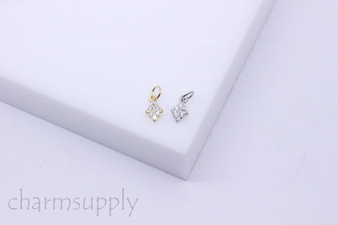 Gold or Silver Tiny Delicate Diamond Shape Cz Set Charm, Little Danglings, 5x8mm, Jewelry Making, 1 pc or 10 pcs, WHOLESALE,CPG244-CPS244