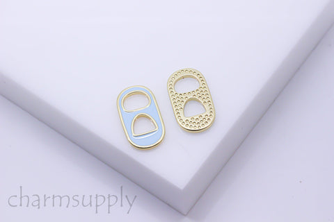 Gold Trim Colorful Enamel Soda Cap pendant,20x11mm, Can Tap, Soda Tap, Pull Tap, Enamel Jewelry Parts, 1 pc or 10 pcs, WHOLESALE, MP24-10077