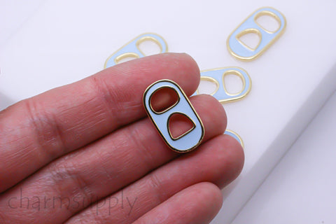 Gold Trim Colorful Enamel Soda Cap pendant,20x11mm, Can Tap, Soda Tap, Pull Tap, Enamel Jewelry Parts, 1 pc or 10 pcs, WHOLESALE, MP24-10077