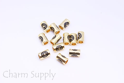 Gold black Enamel Eye Bead, 9.3x6.5mm, Double Sided, Enamel Black Eye Bead, 1 pc or 10 pcs, WHOLESALE, MP24-10085