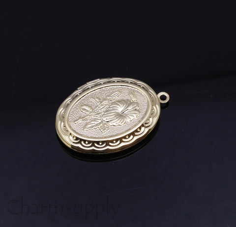Large Gold Rose Pattern Oval Love Locket Pendant,Rose Pattern Oval Locket Pendant, Love Lockets, 1 pc,5pcs,10 pcs, WHOLESALE,CPG699