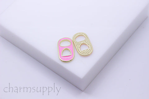 Gold Trim Colorful Enamel Soda Cap pendant,20x11mm, Can Tap, Soda Tap, Pull Tap, Enamel Jewelry Parts, 1 pc or 10 pcs, WHOLESALE, MP24-10077