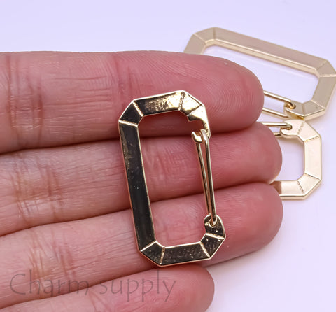 New Style! Gold Slide Lock Carabiner, 30x15mm, Slide Lock Clasp, Gold Lock, Gold Slider Lock, 1 pc or 10 pcs, WHOLESALE, PBC-10040