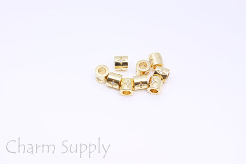 Gold Star Pave Bead, 6x6.5mm, Double Sided, Starburst cz Bead, Great for hiding knots, 1 pc or 10 pcs, WHOLESALE, MP14-10021