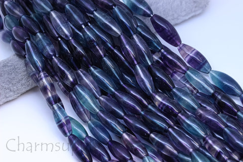 -AAA Top Quality Rainbow Fluorite 20x8mm Puffy Rice bead,Rainbow veins, beautiful vein patterns,15.5 inches, Full Strand, WHOLESALE, FLU-1012