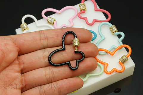 Colorful Enamel Butterfly Carabiner cz Clasp, 26x40mm, 9 colors options, Gold Screw in, 1 pc or 10 pcs, WHOLESALE, SC-10078