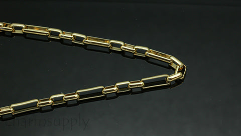 Gold Specialty Chain, 14x5mm,10x6.5mm, Boxy rectangle chain, intertwine chain, gold layering chain, 1ft or 10 ft, WHOLESALE, CHG040