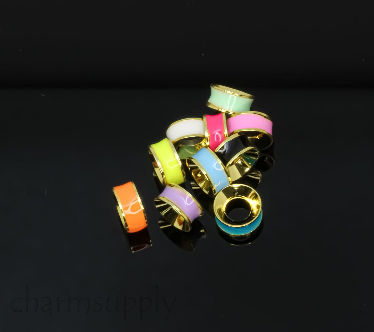-3 pcs of Colorful Enamel Spacer Cone, 10 colors, fits 5-8mm, Summer Colors, Color block spacer cones, 3 pcs, WHOLESALE