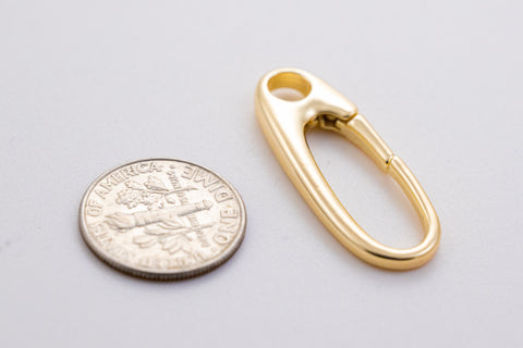 Gold Push in oval Clasp, Extra Large, Great for Large pendants, 32x12mm, clasp enhancer, 1 pc or 10 pcs, WHOLESALE,CLG072