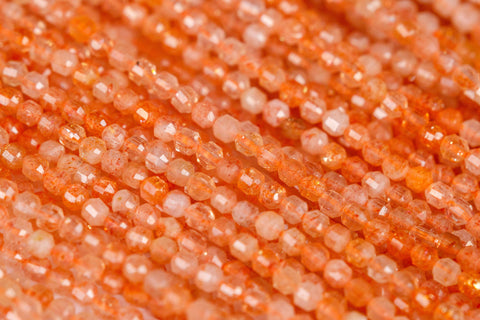 z368 Delicate Fiery India Sunstone Energy Tube Beads, 3mm, India sunstone beads, Energy Tube Shape, Micro facet, Full Strand, WHOLESALE