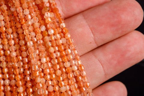 z368 Delicate Fiery India Sunstone Energy Tube Beads, 3mm, India sunstone beads, Energy Tube Shape, Micro facet, Full Strand, WHOLESALE