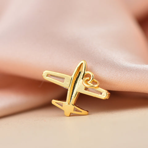 -Airplane Charm,Dainty CZ Charm, Gold Airplane Charm, aero plane, cz plane, CPG199