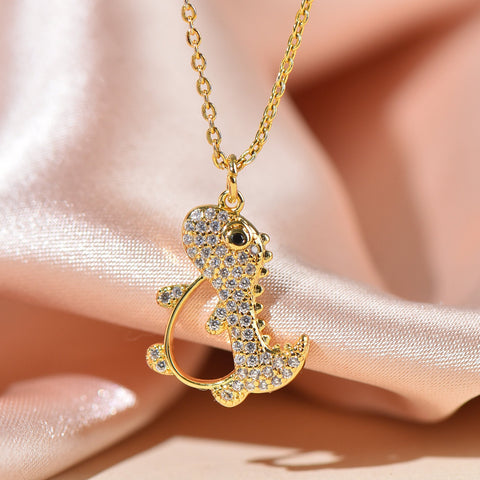Gold Dainty Dinosaur Charm, Micro Pave CZ Dinosaur Charm,CPG150