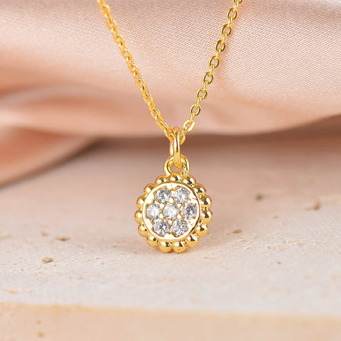 Micro Pave Disc Charm, Gold Dainty CZ Charm, Unique Affordable Gift,CPG312