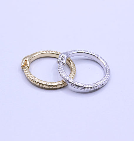 Gold Snake Snap Close Enhancer Clasp, Snake Serpent Charm Holder Enhancer Ring For Jewelry Making, CLG076-CLS076