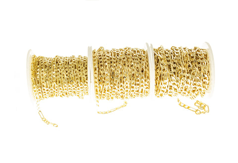 Figaro Chain Gold, Perfect Chain For Necklace And Bracelet Making,Available In 3 Different sizes,CHG001