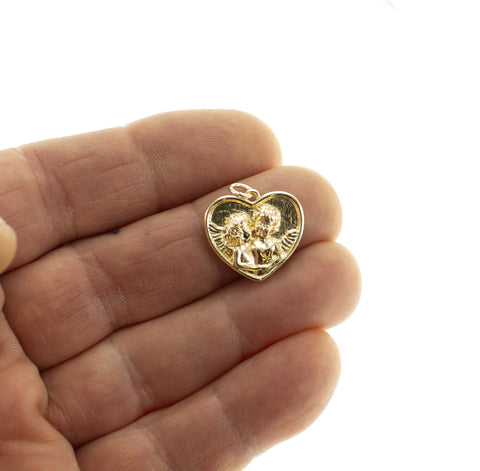 Cherub Angel Heart Charm Gold,A Meaningful Gift For Someone Special ,Heart Charm For a Friend,Cherub Charm Gift For Her,CPG014