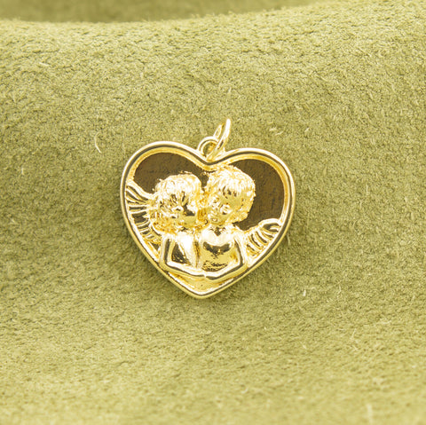 Cherub Angel Heart Charm Gold,A Meaningful Gift For Someone Special ,Heart Charm For a Friend,Cherub Charm Gift For Her,CPG014