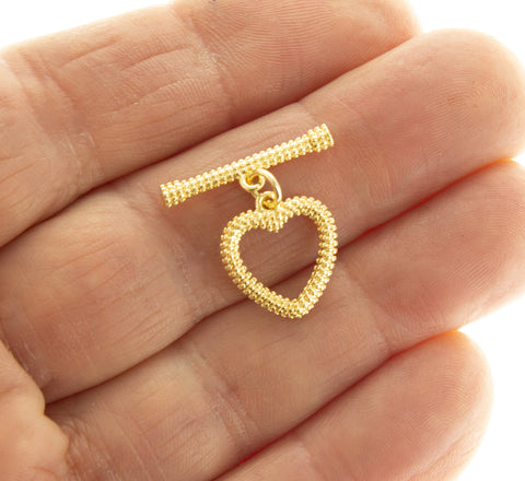 Heart Toggle Clasp,Beaded Toggle Clasp,Gold Toggle Clasp For Jewelry,CLG100