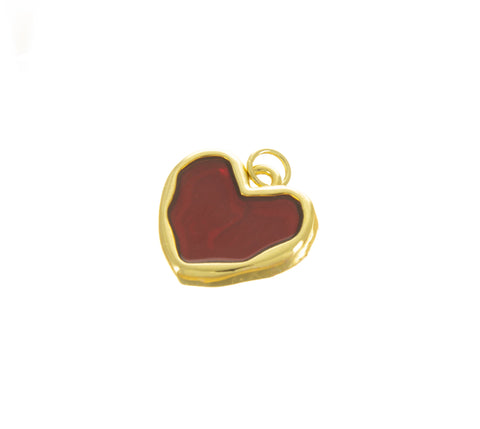 Enamel Red Heart Charm For Necklace Or Earring Making. Gold Heart charm ,Minimalist Gold Heart charm,Dainty Heart Charm, CPG021