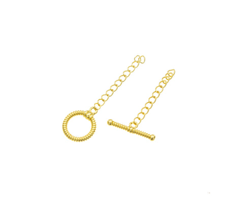 Extender Chain Toggle Clasp,Gold Circle Toggle Clasp With Extender Chain,Round Toggle Clasp For DIY Jewelry Making ,CLG006